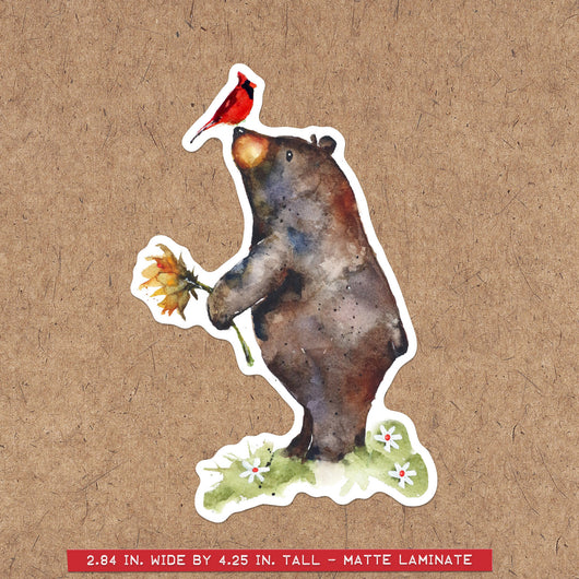 BEAR, CARDINAL AND SUNFLOWER