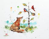 5x7" Greeting Card 'Fox & Bird Friends'