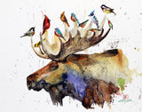 Ceramic Coaster 'Moose & Birds'