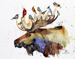 Ceramic Coaster 'Moose & Birds'