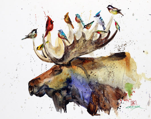 Ceramic Coaster 'Moose & Birds'