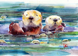 Ceramic Coaster 'Otter Pair'